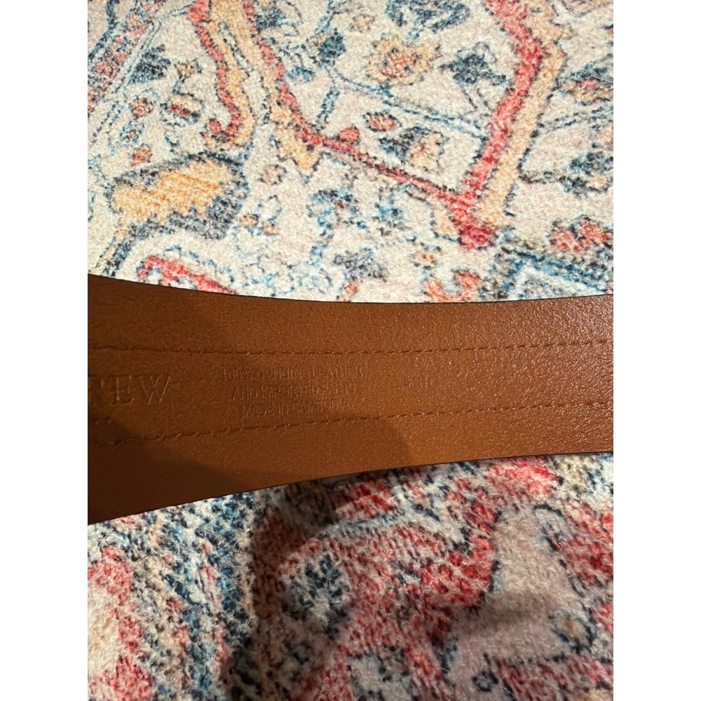 J.Crew Womens Wide Waist Belt Cognac Brown Genuine Leather Gold Buckle BK321 M - Picture 4 of 7